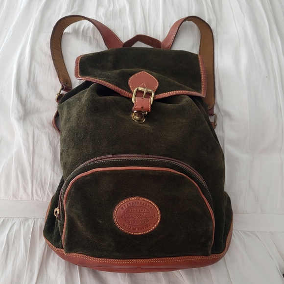 Vintage Eddie Bauer Leather Suede Rucksack Backpack